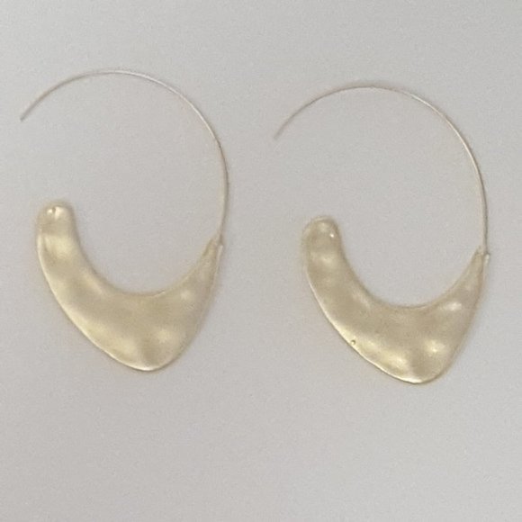 Hammered Gold Tone Crescent Drop Earrings - Picture 2 of 4